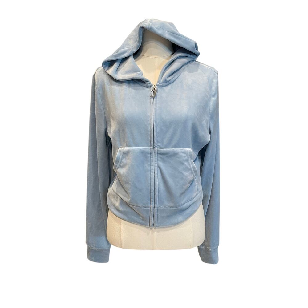 Juicy Couture "Frosted" light blue velour zip-up hoodie  Size:L NWT
